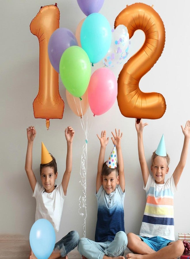 WEIKA 40 Inch Orange Foil Mylar 12 Number Balloon | 12th Birthday Decorations for Girls And Boys | 12 Birthday Balloon for | 12th Anniversary Decoration | 21 Birthday Balloon for Girls And Boys - Image 4